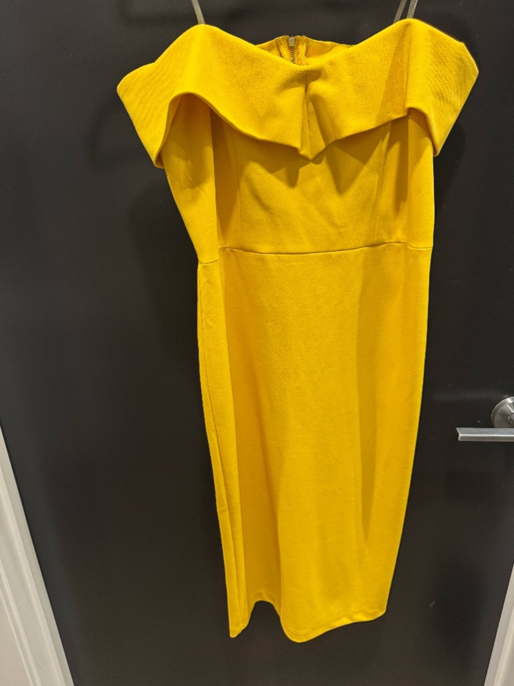 Yellow Body Con Dress with Off the Shoulder Straps